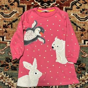 Mini Boden Cosy Appliqué Animals Sweatshirt Dress